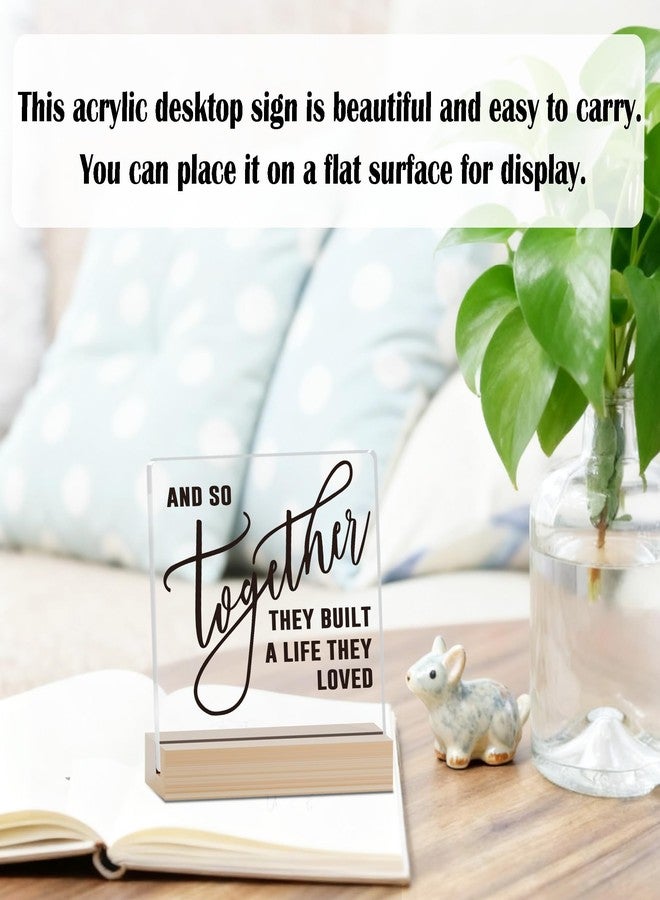 Zmyollo Home Acrylic Decor Sign With Wood Stand, And So Together They Built A Life They Loved Sign For Farmhouse Home Living Room Bedroom Shelf Table, Coffee Lover Gifts For Family Friend Coworker, A03 - Image 3