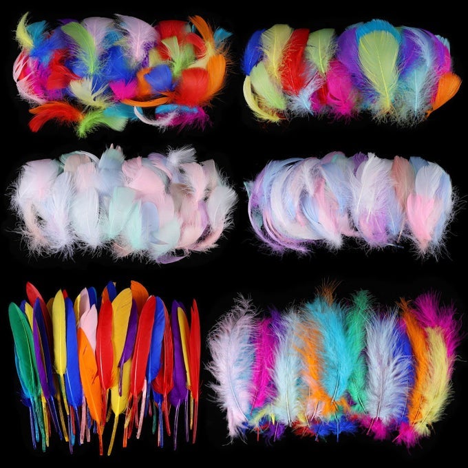 500PCS FEATHER FOR CRAFTS COLORFUL FEATHERS NATURAL GOOSE FEATHERS FOR DIY DREAM CATCHER CARNIVAL DECORATIONSHATVASEMASK FLUFFY SOFT 6 STYLES