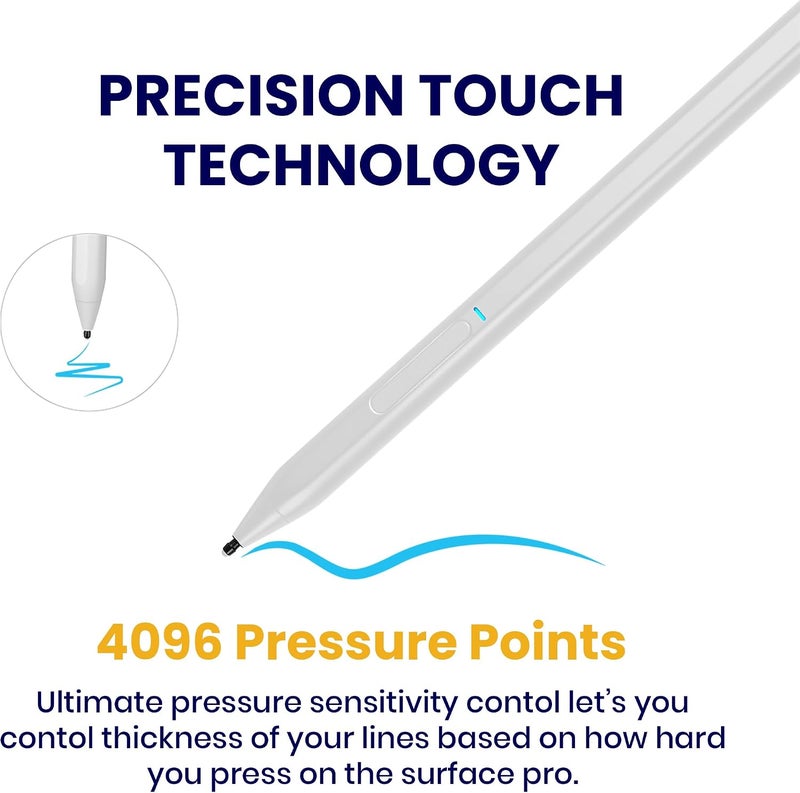 قلم رقمي نشط من نوع Pencil X لأجهزة Surface Pro/Book/Laptop/Go - مع حساسية ضغط دقيقة، رفض راحة اليد وحساسية الميلان - أبيض جبلي - Image 4