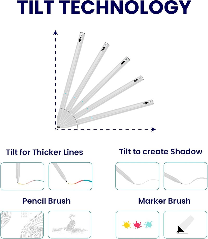قلم رقمي نشط من نوع Pencil X لأجهزة Surface Pro/Book/Laptop/Go - مع حساسية ضغط دقيقة، رفض راحة اليد وحساسية الميلان - أبيض جبلي - Image 1