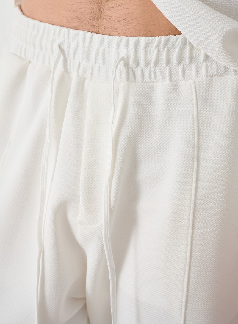 Marrakech Drawstring Casual Trousers for Men – White - Image 2