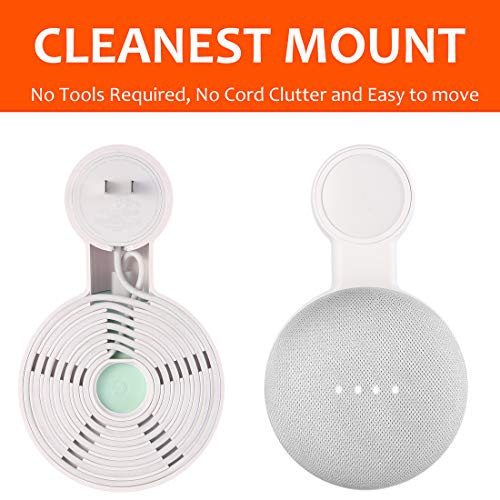PEF Outlet Wall Mount Holder for Google Nest Mini and Google Home Mini, A Space-Saving Accessories with Cord Management for Google Mini Smart Speaker, No Messy Wires or Screws (2 Pack) - Image 5
