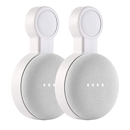 PEF Outlet Wall Mount Holder for Google Nest Mini and Google Home Mini, A Space-Saving Accessories with Cord Management for Google Mini Smart Speaker, No Messy Wires or Screws (2 Pack) - Image 1