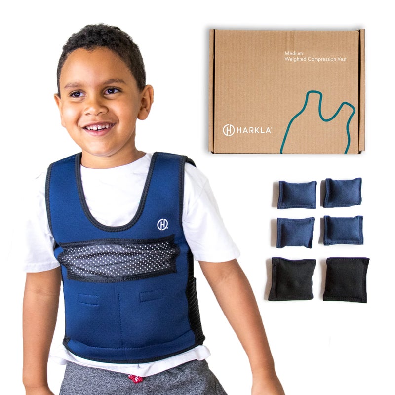 Harkla Weighted Vest for Kids - Neoprene Compression Vest - Ages 5 to 9 - Adjustable Kids Weighted Vest with 2lb weight - Breathable and Washable Compression Vest - Medium - Image 1