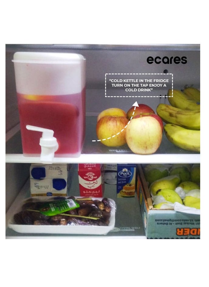 ECARES - ECARES® Cold Kettle with Faucet in Refrigerator, Iced Beverage Dispenser in Refrigerator with Spigot, Large Capacity Cold Water Pitcher, Fruit Drink Dispenser, Beverage Container for Kitchen Home Party Bar and Daily Use. - Image 1