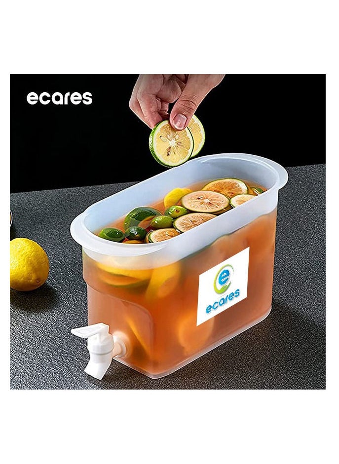 ECARES - ECARES® Cold Kettle with Faucet in Refrigerator, Iced Beverage Dispenser in Refrigerator with Spigot, Large Capacity Cold Water Pitcher, Fruit Drink Dispenser, Beverage Container for Kitchen Home Party Bar and Daily Use. - Image 1