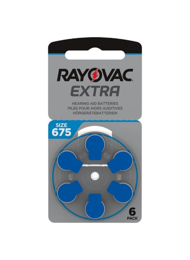 6-Pieces Rayovac Extra (Size 675) Hearing Aid Batteries Zinc-Air 0% Mercury