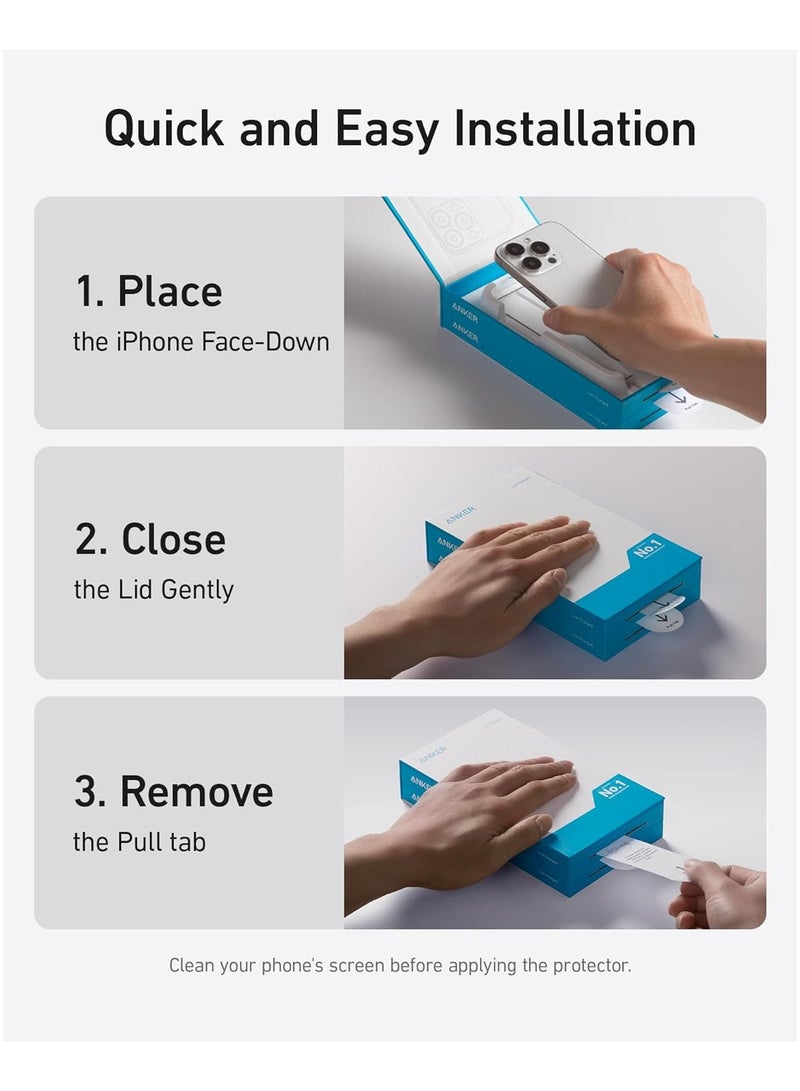 Screen Protector for iPhone 15 Pro, Bubble-and-Dust-Free iPhone HD Tempered Glass, Durable and Drop-Proof with 9H Hardness, Easy Installation Exclusively for iPhone 15 Pro (2-Pack) - Image 2