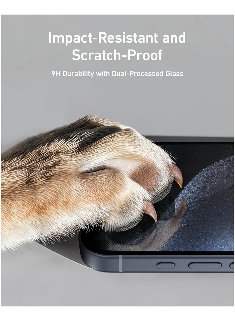 Screen Protector for iPhone 15 Pro, Bubble-and-Dust-Free iPhone HD Tempered Glass, Durable and Drop-Proof with 9H Hardness, Easy Installation Exclusively for iPhone 15 Pro (2-Pack) - Image 5