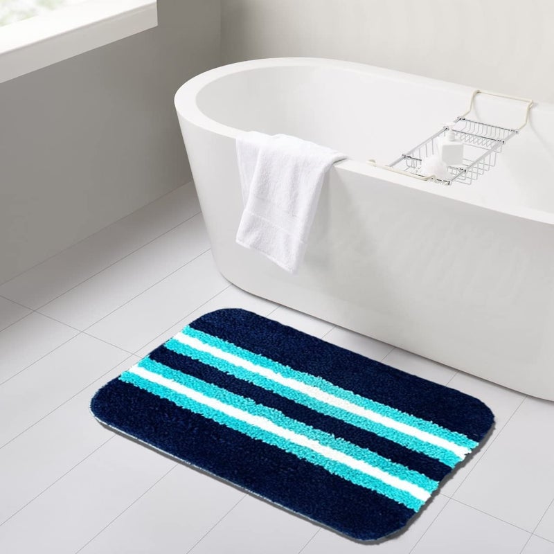 SKIVE Kitchen Mat and Runner with Anti Skid BackingColour Aqua Strip Blue 40x12040 x 60 CM Set of 2 - Image 2