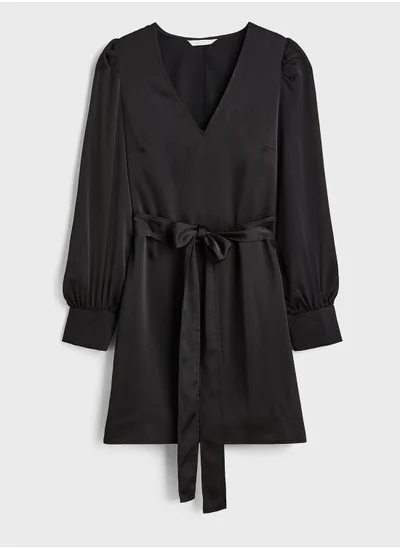 H&M Satin Belted Dress