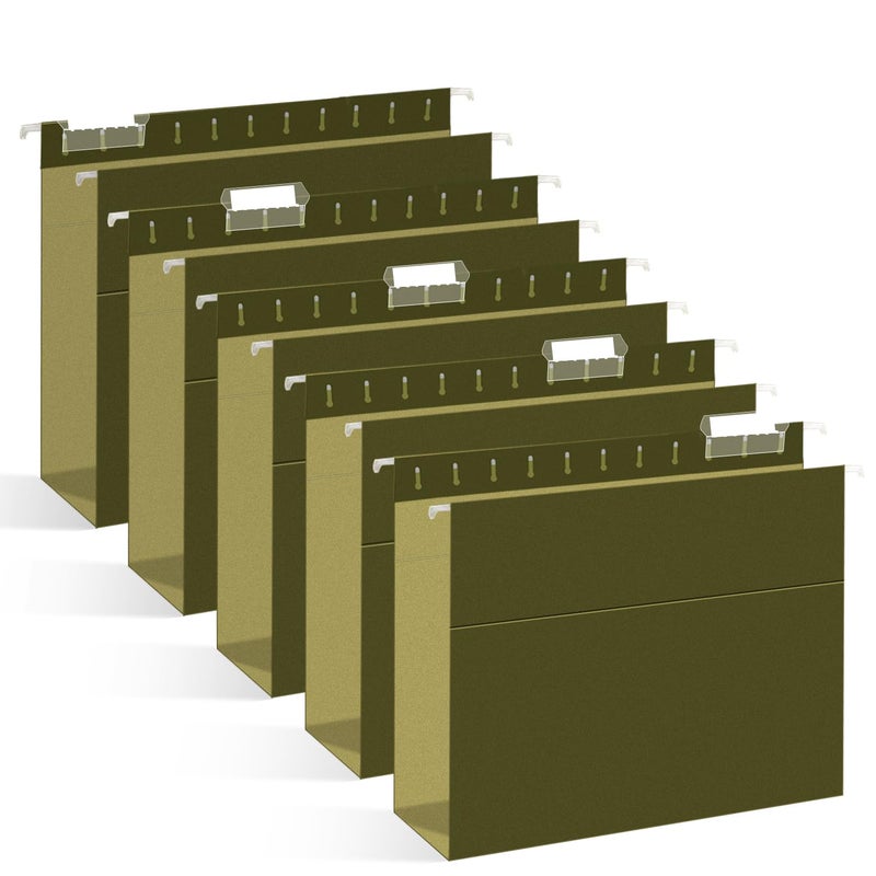 RAZCC Extra Capacity Hanging File Folders, RAZCC 30 Pack Letter Size Reinforced Hanging Folders with Heavy Duty 3 Inch Expansion for Bulky Files, Filing Cabinet, Adjustable Tabs, Green - Image 1