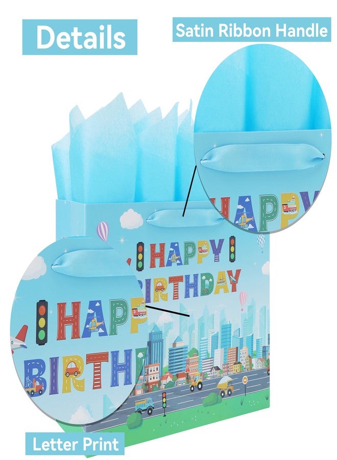 Qirrmiy 13'' Large Birthday Gift Bag Set with Handles, Greeting Card, Tissue Papers and Stickers for Boys', Girls', Kids' Party, Baby, Newborn, Birthday Design, 1 Pcs - Image 4