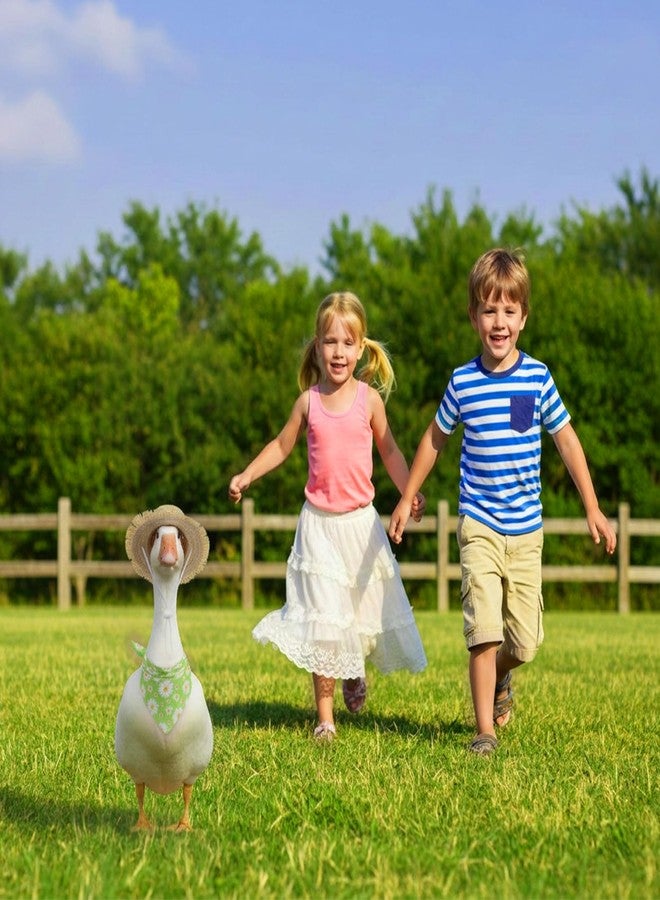 Apausvcm 2 Pcs Porch Goose Outfits with Hat and Triangular Silk Scarf, Spring Daisy Magnetic Goose Statue Clothes Accessories Cute Gooses Figurine Decor for Duck Key Holder Table Home Decoration (Green) - Image 5