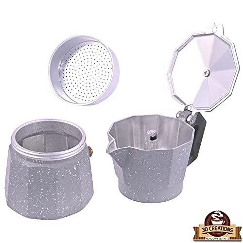 3D CREATIONS Aluminium Espresso Stove Percolator Polished Cups (Grey, 6 Cups) - Image 3
