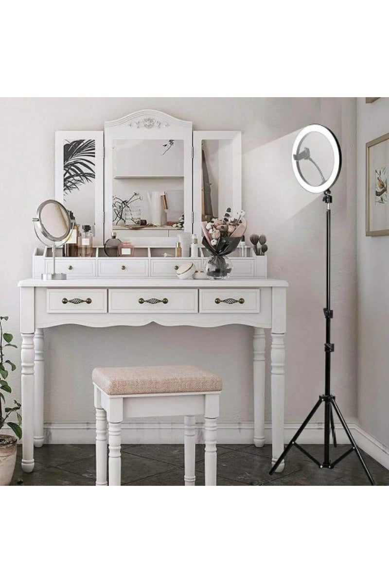 إضاءة رينق لايت احترافية بثلاثة ألوان مع حامل متدرج للتصوير والبث