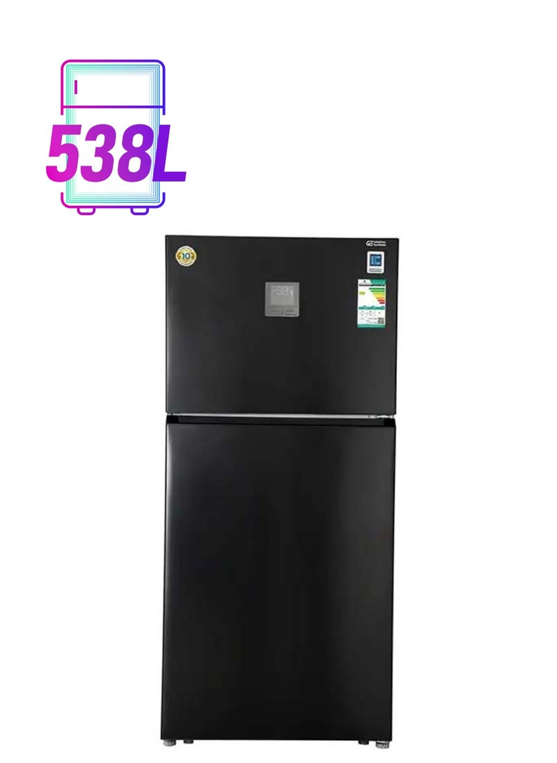 GENERAL SUPREME General Supreme, Two Door Refrigerator with Top Freezer, 19 ft, 538 L, Inverter Compressor, Black Steel 
