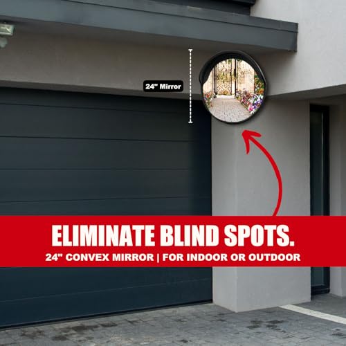 SecurityMan Large 24 Inch Convex Mirror for Blind Spots - Shatterproof Polycarbonate, 180° Wide View for Driveways, Intersections, Warehouses, Roads, and Large Areas - Indoor & Outdoor Security Mirror - Image 2