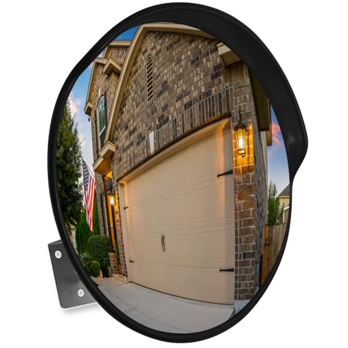 SecurityMan Large 24 Inch Convex Mirror for Blind Spots - Shatterproof Polycarbonate, 180° Wide View for Driveways, Intersections, Warehouses, Roads, and Large Areas - Indoor & Outdoor Security Mirror - Image 1