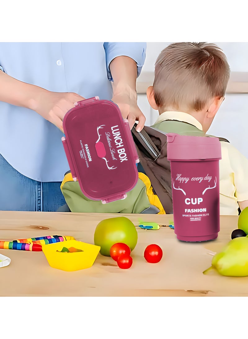 دريزو صندوق غداء للأطفال والكبار، صندوق بينتو مقاوم للتسرب بسعة كبيرة مع زجاجة مياه مطابقة، آمن للاستخدام في الميكروويف والفريزر وغسالة الأطباق، صندوق غداء مثالي للمدرسة والمكتب، وردي غامق - Image 3