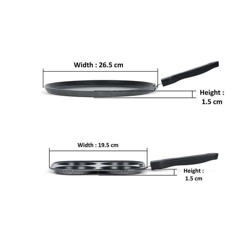 Sumeet NonStick Hopea Cookware Set (Dosa Tawa - 26.5Cm Dia + Mini Multi Snack Maker - 4 Cavity -19.5cm) - Image 4