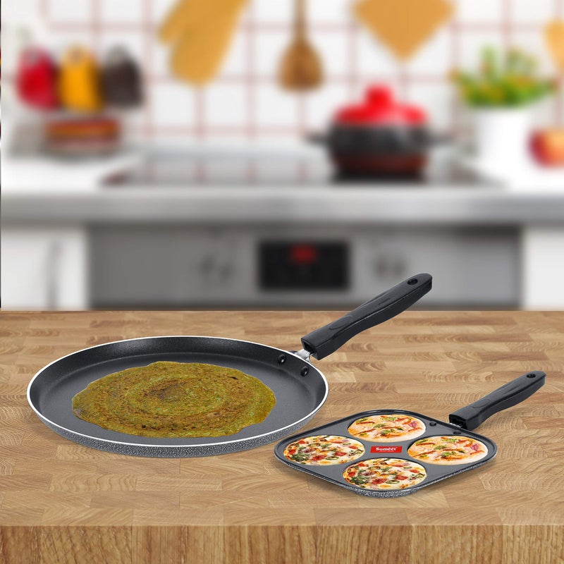 Sumeet NonStick Hopea Cookware Set (Dosa Tawa - 26.5Cm Dia + Mini Multi Snack Maker - 4 Cavity -19.5cm) - Image 2