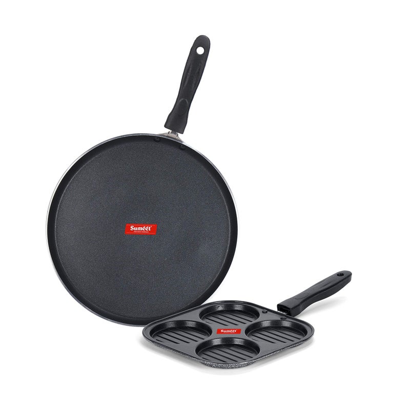 Sumeet NonStick Hopea Cookware Set (Dosa Tawa - 26.5Cm Dia + Mini Multi Snack Maker - 4 Cavity -19.5cm) - Image 1