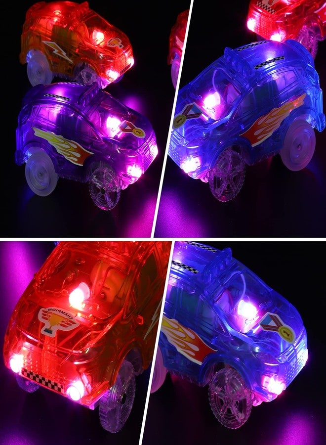 Save Unicorn Tracks Cars Replacement only, Toy Cars for Tracks Glow in The Dark, Magic Car Accessories with 5 Flashing LED Lights, Compatible with Most Tracks for Boys Girls and Kids(4pack) - Image 2