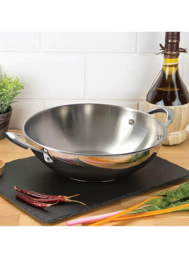 Meyer Select 22cm Stainless Steel Wok Kadai with Tempered Glass Lid – Induction Compatible, Oven & Dishwasher Safe, Metal Utensil Safe - Image 4