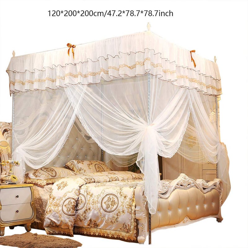 Princess Four Poster Bed Canopy Net Curtain White Size 120 200 200 For Bedroom Decor - Image 3
