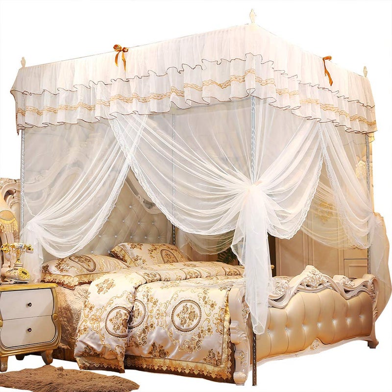 Princess Four Poster Bed Canopy Net Curtain White Size 120 200 200 For Bedroom Decor - Image 2