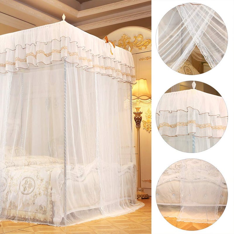 Princess Four Poster Bed Canopy Net Curtain White Size 120 200 200 For Bedroom Decor - Image 5