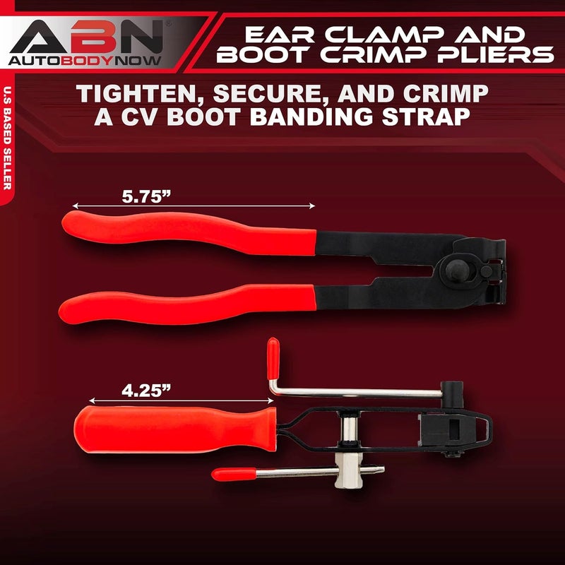 ABN CV Joint Ear Clamp Banding Tool & Boot Crimp Pliers 2-Piece Kit 10mm Fuel, Cooling System, Vacuum Hose Clamping Set - Image 2