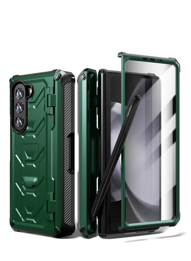 Compatible with Samsung Galaxy Z Fold 5 folding screen mobile phone case, anti-drop, with film, anti-slip creative invisible bracket