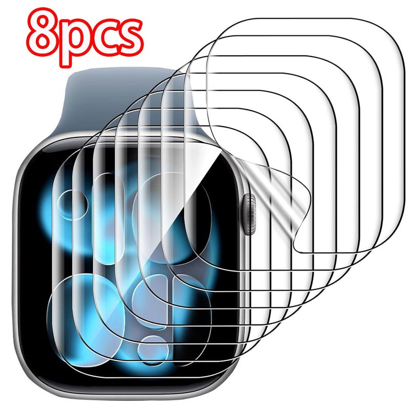 8 Pack Screen Protector for Apple Watch Self Healing TPU Film HD Clear Bubble Free Anti Scratch Touch Sensitive Flexible Protective Film for Series 10 11 42mm - Image 1