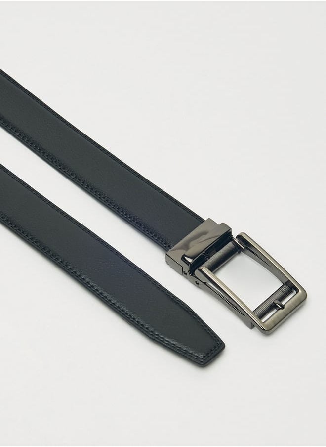 LBL by Shoexpress Men's Textured Reversible Belt with Pin Buckle Closure  - Image 4