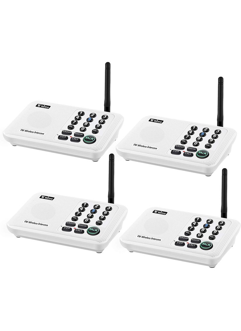 Wuloo Wuloo Intercoms Wireless for Home 5280 Feet Range 10 Channel 3 Code, Wireless Intercom System for Home House Business Office, Room to Room Intercom, Home Communication System (4 Units Set, White)  - Image 1