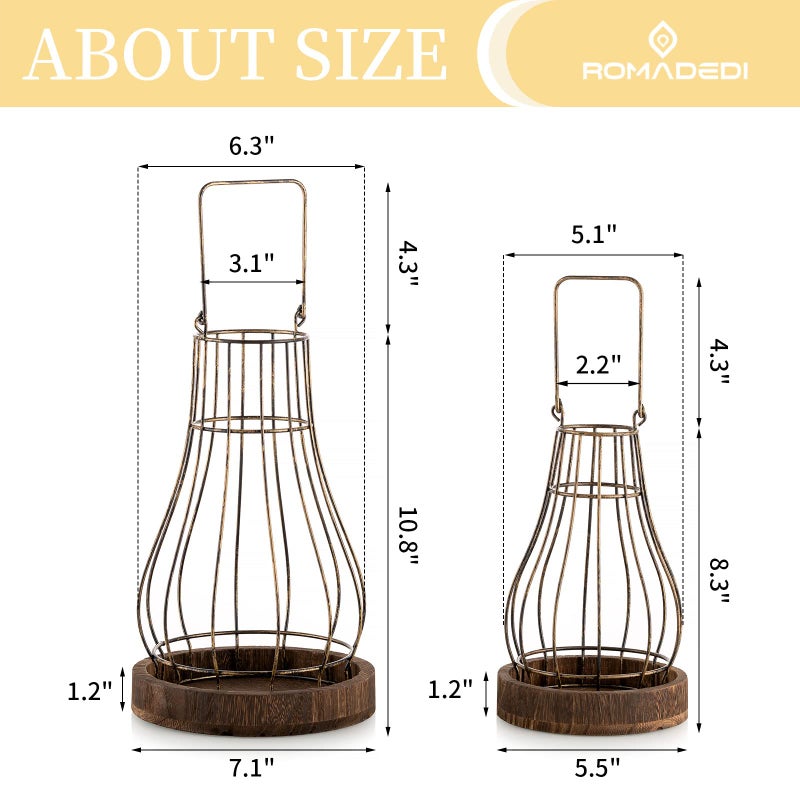 Romadedi Lantern Farmhouse Home Decor - Rustic Candle Holders Decorative Lanterns for Candle Living Room Kitchen Dining Coffee Table Fireplace Mantle Outdoor - Image 5