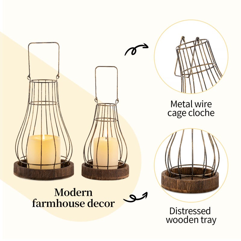 Romadedi Lantern Farmhouse Home Decor - Rustic Candle Holders Decorative Lanterns for Candle Living Room Kitchen Dining Coffee Table Fireplace Mantle Outdoor - Image 4