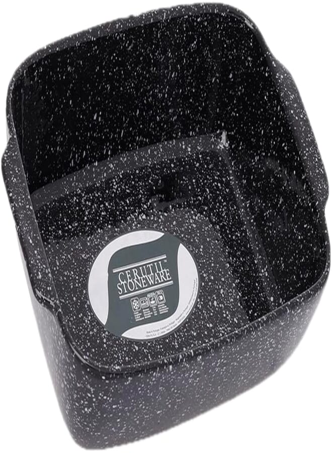 CERUTIL Stoneware Rectangular Roaster Oven Dish 2.80 Liters SPECKLE Black, MADE IN PT