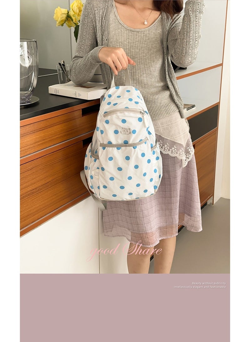 Polka Dot Commuter Backpack for Women, Waterproof Lightweight Student School Bag - Image 3