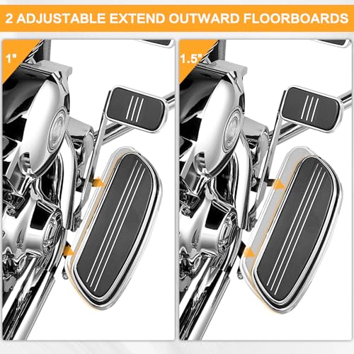VG MOTO Driver Floorboard Outward Extension Spacer Extenders Kit 1'' &1.5'' Compatible with Harley Touring Road King Street Glide Electra Glide Road Glide 2009-2024 FL Trikes 2009-2013 (Black) - Image 3