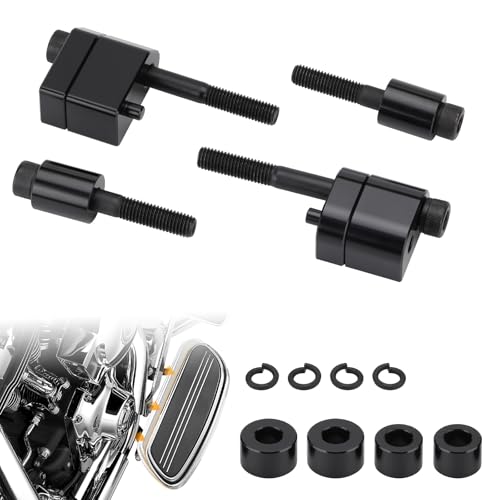 VG MOTO Driver Floorboard Outward Extension Spacer Extenders Kit 1'' &1.5'' Compatible with Harley Touring Road King Street Glide Electra Glide Road Glide 2009-2024 FL Trikes 2009-2013 (Black) - Image 1