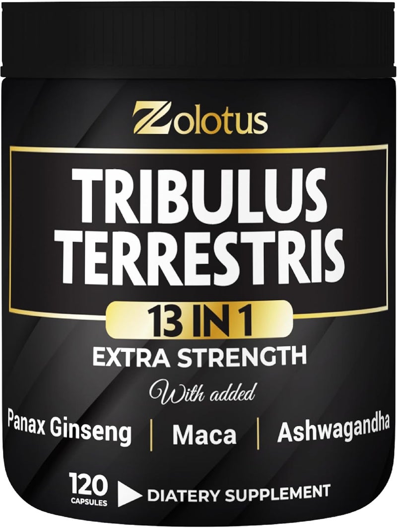 Zolotus 13in1 Tribulus Terrestris Capsules with Maca Horny Goat Weed Panax Ginseng Saw Palmetto Tongkat Ali Shilajit  More  Energy Stamina Supplement for Men  Women  120 Counts - Image 1