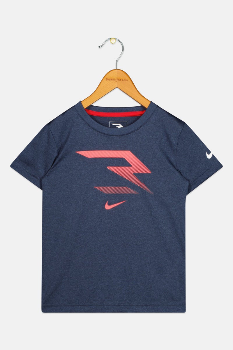 Nike 3Brand by Russell Wilson Toddlers Boy Brand Logo Training T-Shirt, Heather Navy - Image 1