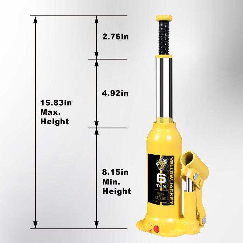 YELLOW JACKET 6 Ton Muti-Directional Welded Bottle Jack(12,000lb) for Car, Pickup, Truck, RV, Auto Repair - Image 2
