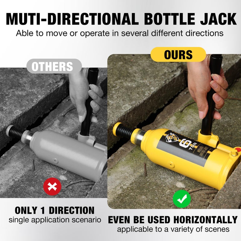YELLOW JACKET 6 Ton Muti-Directional Welded Bottle Jack(12,000lb) for Car, Pickup, Truck, RV, Auto Repair - Image 3