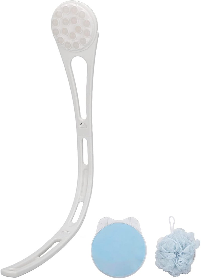 klarako Multifunctional Long Handle Shower Brush Set, Including 3 Handles/1 Sponge Brush Head/1 Loofah Mesh Brush Head And 1 Massage Brush Head, Skin Exfoliating Bath Back Sponge Scrubber Brush - Image 1