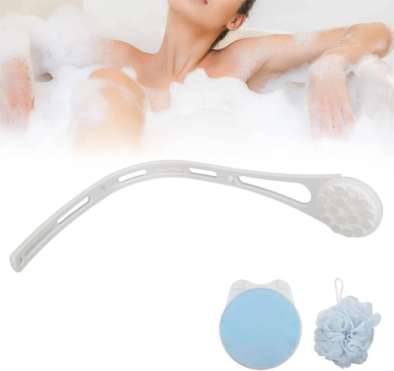 klarako Multifunctional Long Handle Shower Brush Set, Including 3 Handles/1 Sponge Brush Head/1 Loofah Mesh Brush Head And 1 Massage Brush Head, Skin Exfoliating Bath Back Sponge Scrubber Brush - Image 2