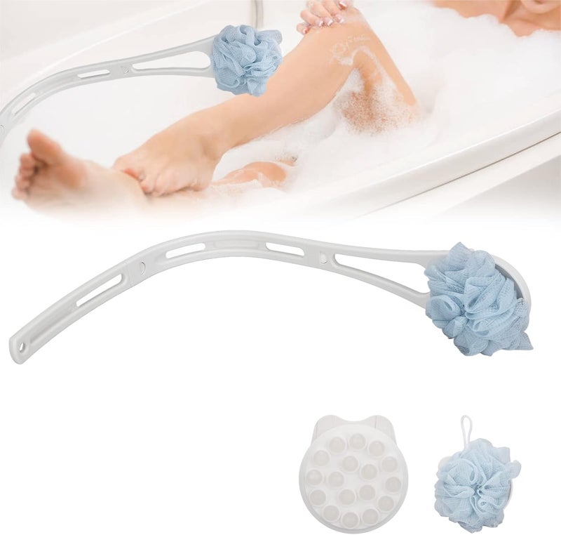 klarako Multifunctional Long Handle Shower Brush Set, Including 3 Handles/1 Sponge Brush Head/1 Loofah Mesh Brush Head And 1 Massage Brush Head, Skin Exfoliating Bath Back Sponge Scrubber Brush - Image 3